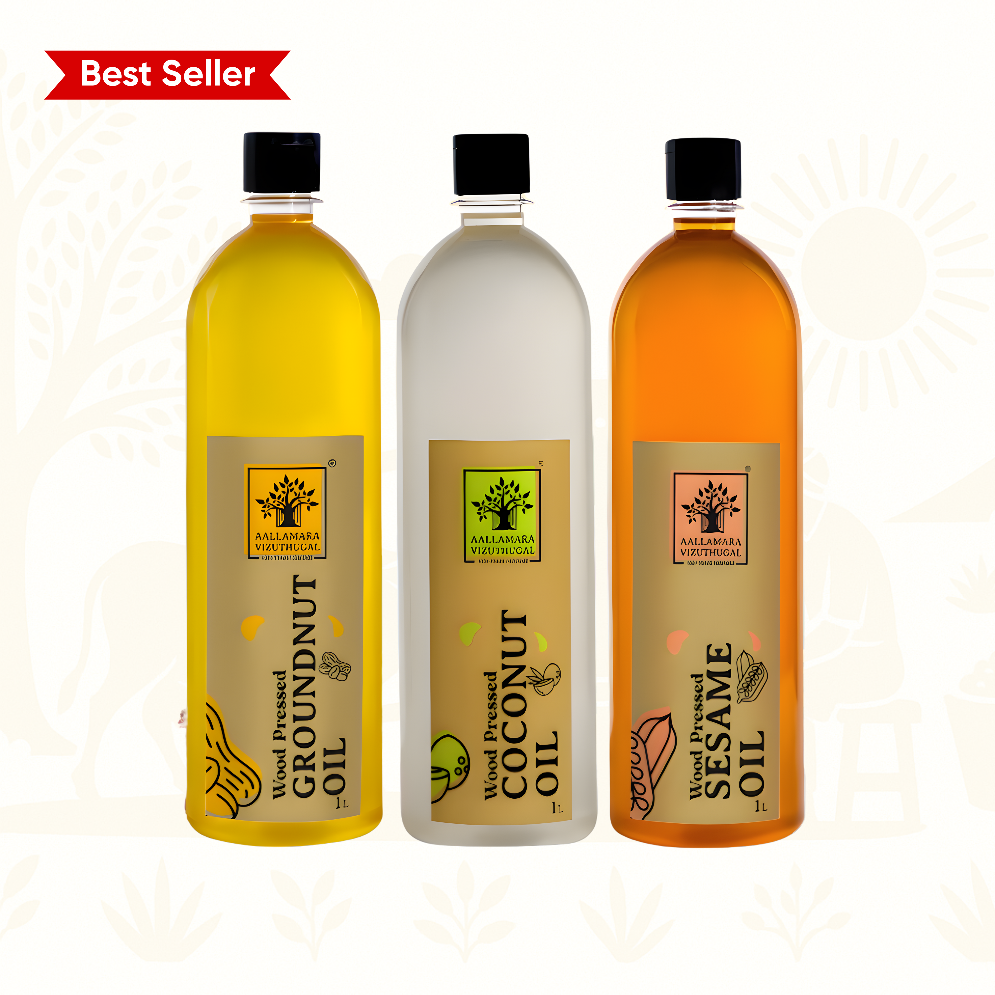 Everyday Pack of Wood Pressed Oils (1 L +1L + 1L)